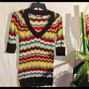 Say What V Neck Half  Sleeves Top- Medium